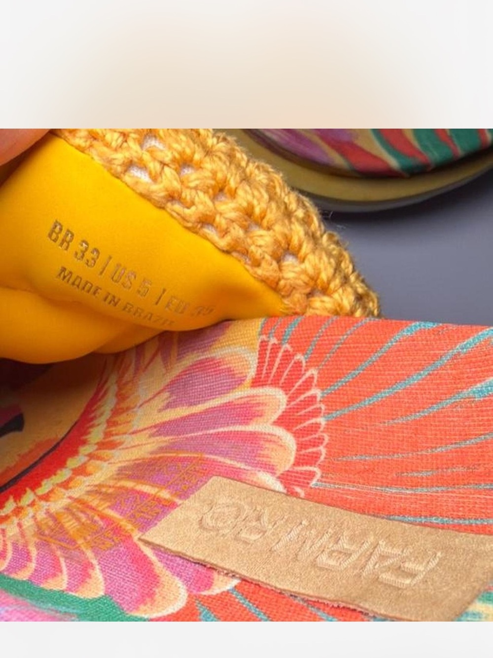 FARM Rio Yellow Multicolor Crochet Slide Sandals - Picture 4 of 5
